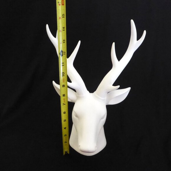 NEW 15” PORCELAIN WHITE STAG DEER ANTLERS HEAD TABLE TOP PORCELAIN STATUE - Picture 2 of 12